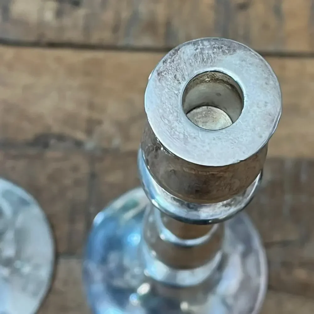 Silver-Plated Fluted Candleholders Set of 2 8.5